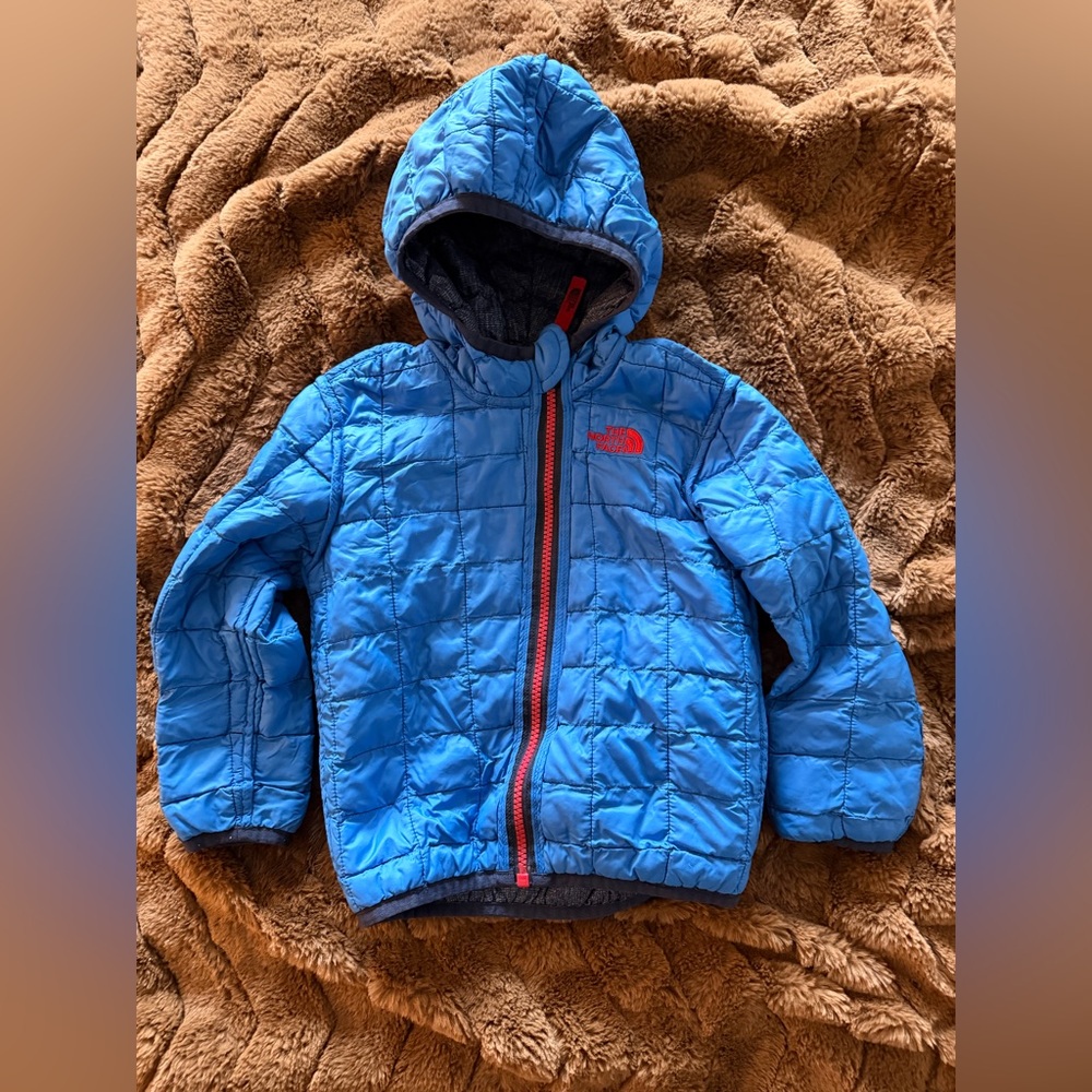 The North Face Reversible Puffer Jacket Infant 18-24M Blue Hooded Coat